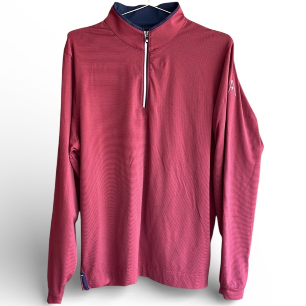 Men's FootJoy Quarter Zip Performance Microstripe Burgundy Size M